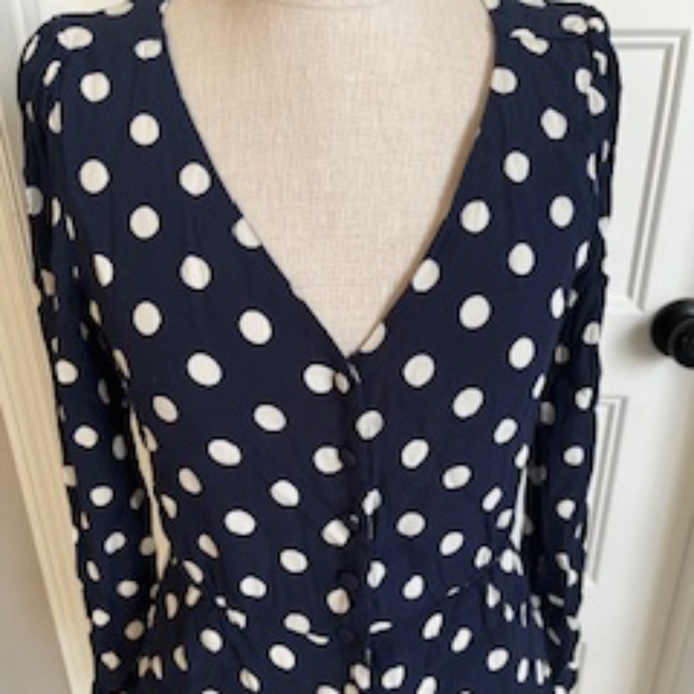 Jcrew Polka dot Blue/White Blouse, size 2
